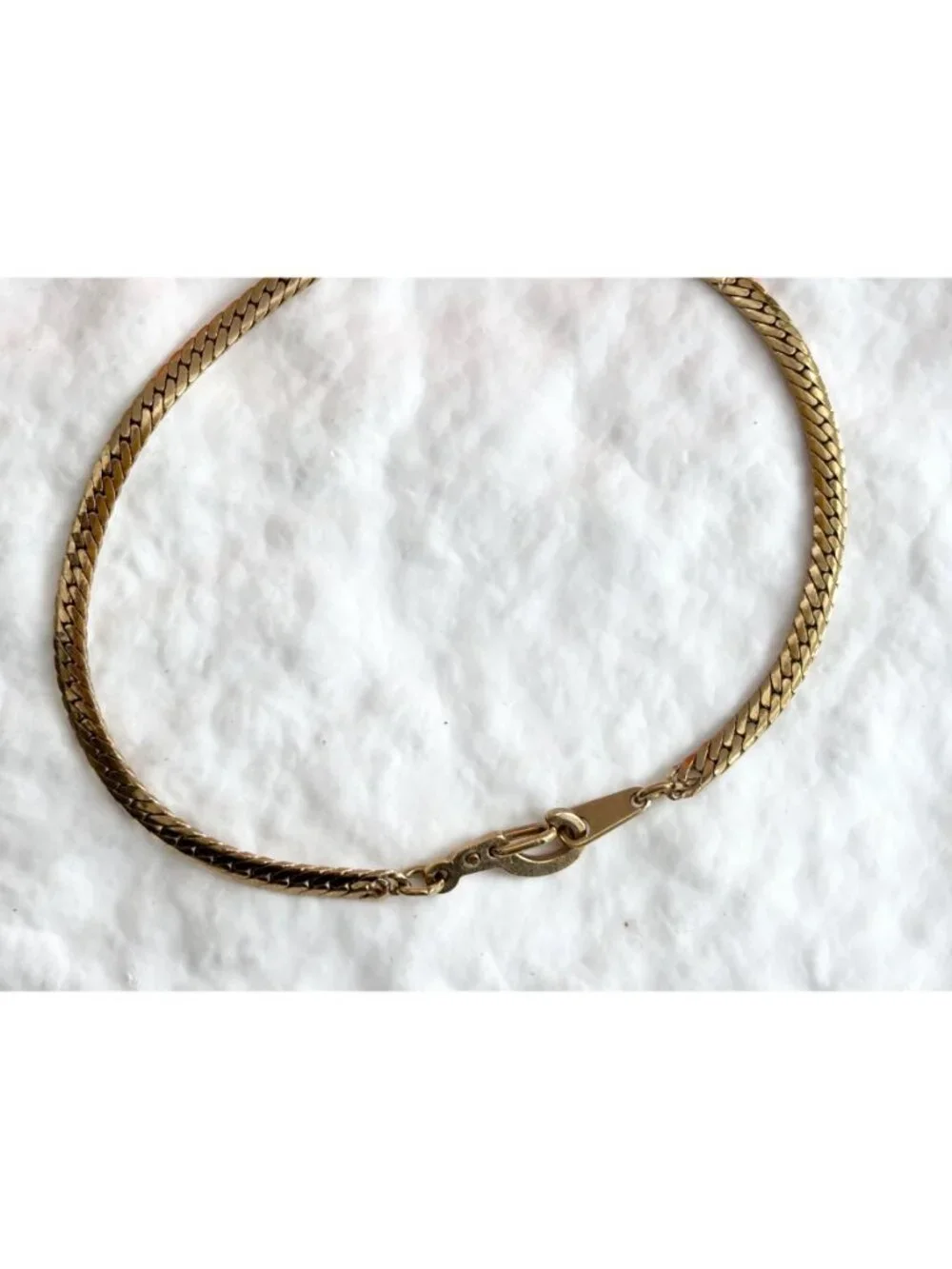 Gold Toned Herringbone Chain Minimalist 80's Vintage Bracelet
